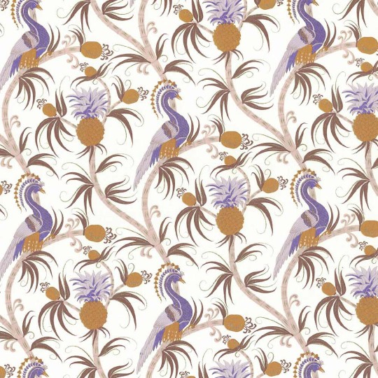 Purple and Gold Peacocks and Pineapples Italian Print Paper ~ Rossi Italy